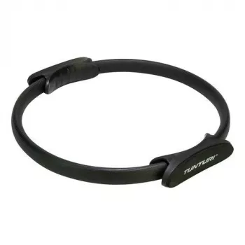 Tunturi anillo de Pilates negro - anillo de fitness flexible de fibra de vidrio con agarres de espuma EVA para core, muslos, brazos, pecho, glúteos - 38 cm de diámetro, resistencia media, ligero y portátil para Pilates, yoga, entrenamiento de fuerza
