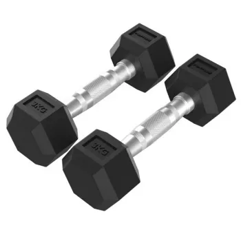 Tunturi Platinum Hex Rubber Dumbbell, 3kg, Pair