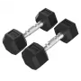 Mancuernas hexagonales de goma Tunturi Platinum 4 kg par - negro/plata
