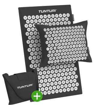 Tunturi Pro Set de esterilla de acupresión y almohada, Negro