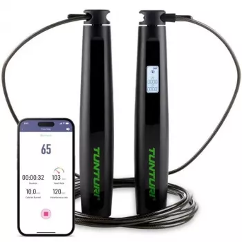 Tunturi comba inteligente con pantalla LCD y conectividad por app, ajustable 2,95 m, negro