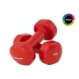 Tunturi Mancuernas de vinilo 3,0 kg x 2 rojo – Set de mancuernas de peso fijo para entrenamiento en casa