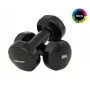 Tunturi Mancuernas de vinilo 5,0 kg (set de 2) negras - núcleo de hierro fundido, agarre ergonómico antideslizante