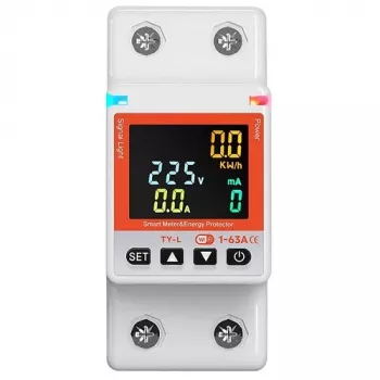 Medidor de energía inteligente TUYA 2P+N 63A Wi-Fi | Monitor de energía monofásico para carril DIN con control por app