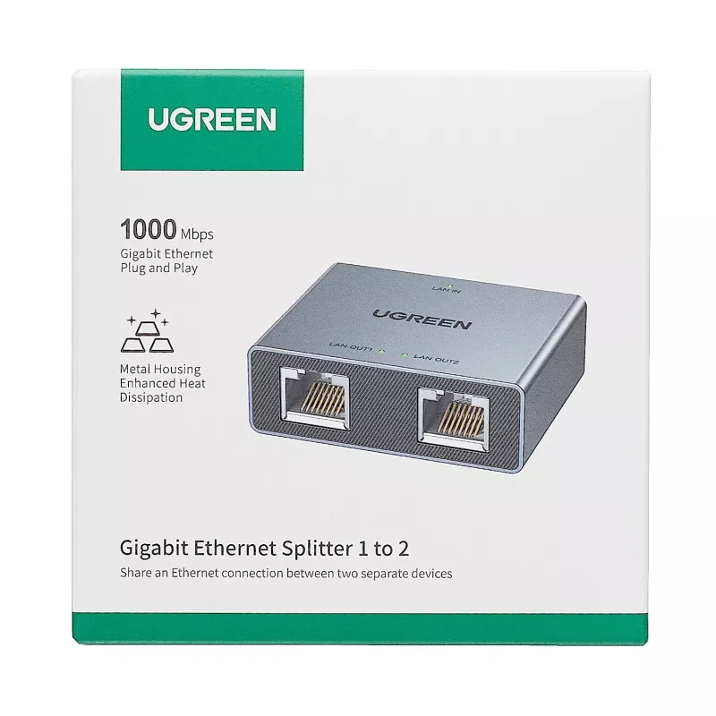 UGREEN NW301 Divisor Gigabit Ethernet 1-to-2, 1000 Mbps, RJ45
