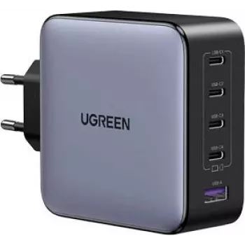 UGREEN Cargador rápido GaN Tech 5 en 1 de 100W, 4x USB-C y 1x USB-A, negro (35536)