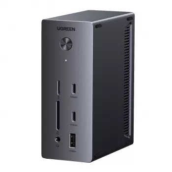 UGREEN estación de acoplamiento USB-C 14 en 1 con Dual DisplayPort, HDMI, 100W PD, Gigabit Ethernet, lector de tarjetas SD/TF y audio de 3,5 mm