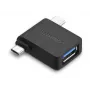 UGREEN Adaptador 2 en 1 Micro USB Macho + USB Type-C Macho a USB 3.0 Hembra Negro