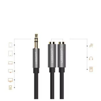 UGREEN cable divisor de audio estéreo Aux de 3.5mm con trenzado 20cm negro
