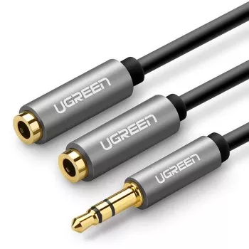 UGREEN cable divisor de audio estéreo Aux de 3.5mm con trenzado 20cm negro