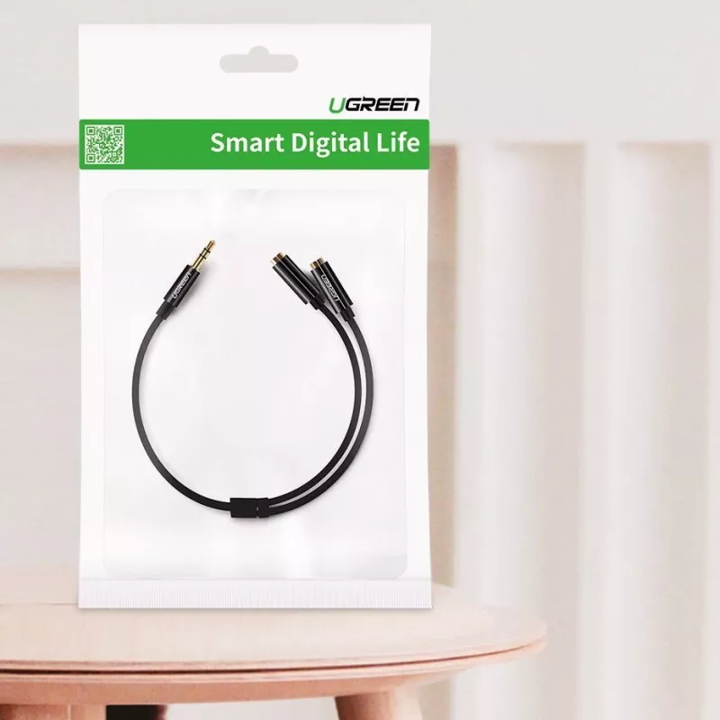 UGREEN cable divisor de auriculares de 3,5mm AUX divisor en Y 25cm negro (20816)