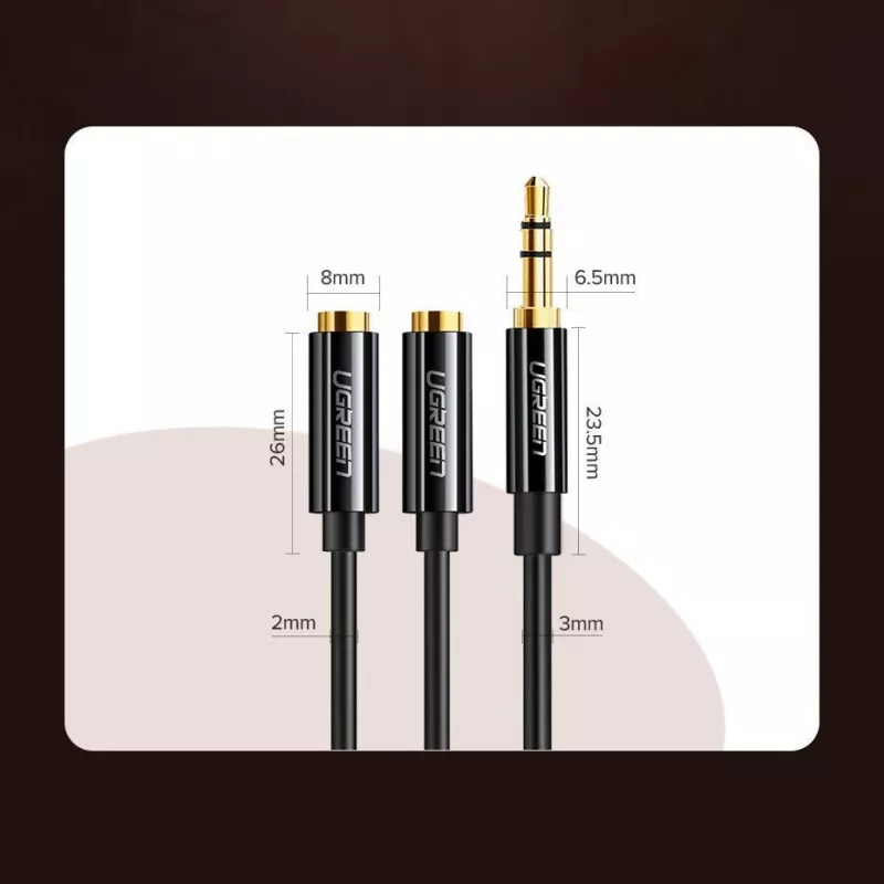 UGREEN cable divisor de auriculares de 3,5mm AUX divisor en Y 25cm negro (20816)