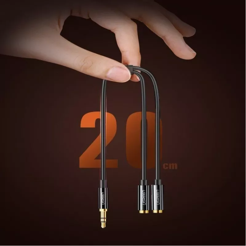 UGREEN cable divisor de auriculares de 3,5mm AUX divisor en Y 25cm negro (20816)