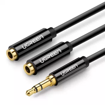 Cable divisor de auriculares UGREEN 3,5 mm AUX en Y 25 cm negro (20816)