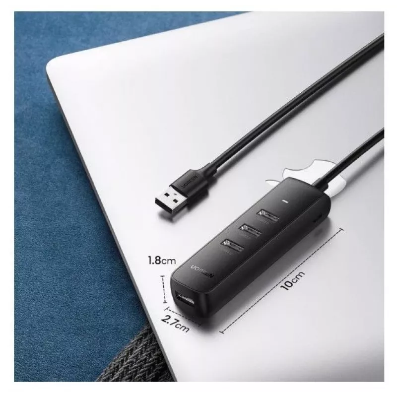 UGREEN hub USB 4 en 1 4x USB-A 3.0 PD DC 12V 0,25m negro (CM416 10915)