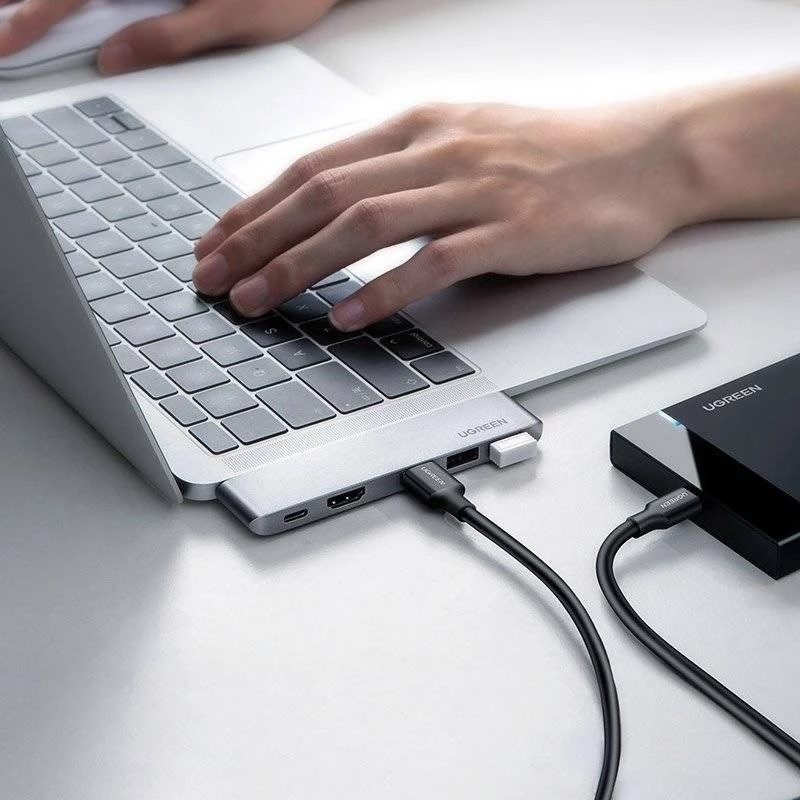 UGREEN 60559 hub USB-C 5 en 2 para MacBook Pro/Air, USB-C PD 100W, HDMI 4K, 3x USB 3.0
