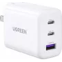 UGREEN cargador rápido USB-C de 65W con conexión USB-A - cargador de pared de 3 puertos, PD3.0/QC4.0+, Non-GaN, negro (90496)