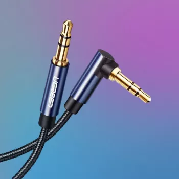 UGREEN cable AUX en ángulo 2 x mini jack 3,5 mm 1,5m azul (AV112)