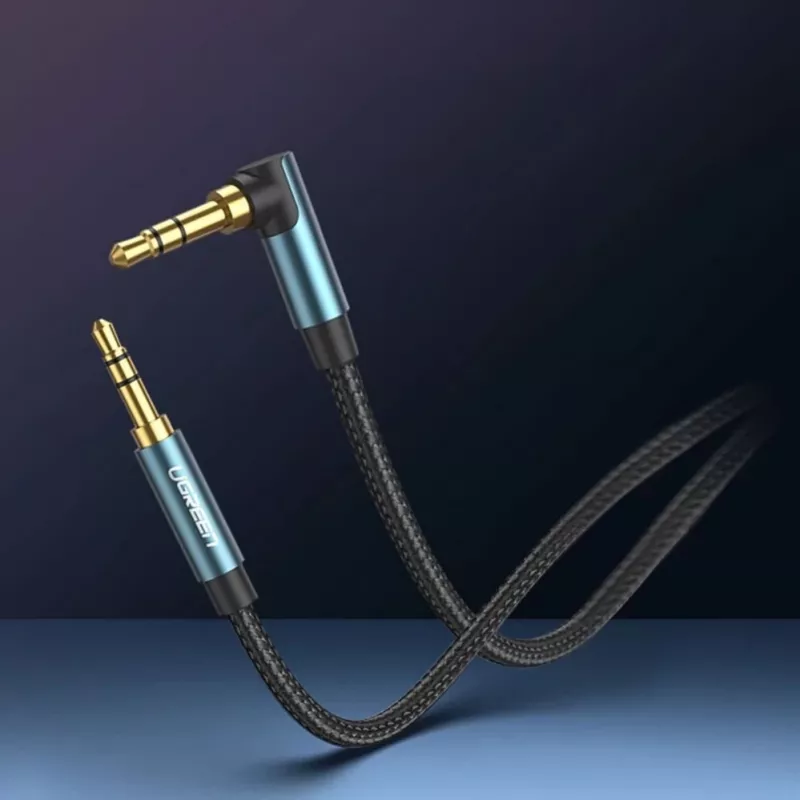 UGREEN cable AUX en ángulo 2 x mini jack 3,5 mm 1,5m azul (AV112)