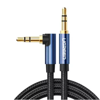 Cable AUX en ángulo UGREEN 2 x minijack 3,5 mm 1 m azul (AV112)