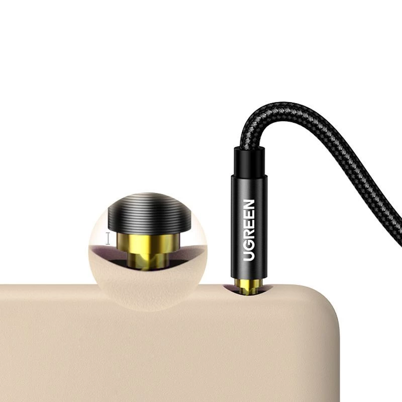 UGREEN cable de audio AUX 3,5 mm conector en ángulo 2 m azul (AV112)