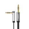 Cable auxiliar plano de 3,5 mm con conector en ángulo recto AV119 UGREEN, 2 m - negro/plata