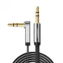 Cable auxiliar plano de 3,5 mm con conector en ángulo recto AV119 UGREEN, 2 m - negro/plata