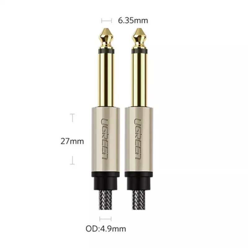 UGREEN AV128 10639 cable mono TS jack 6,35mm a jack 6,35mm 3m - gris