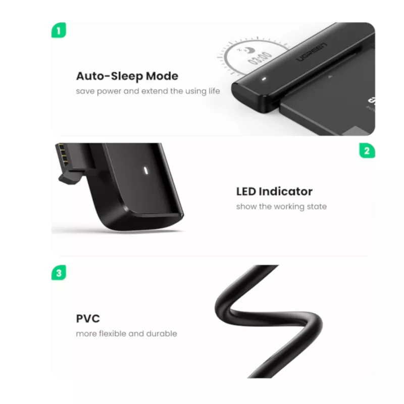 UGREEN CM321 Cable convertidor USB-C a SATA HDD/SSD de 2,5 pulgadas 5Gbps negro