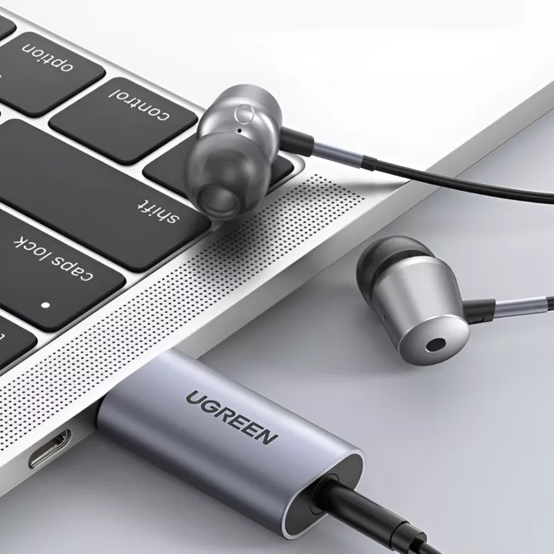 UGREEN CM383-80864 Adaptador de sonido externo USB-A a conector de audio de 3,5 mm - Plateado