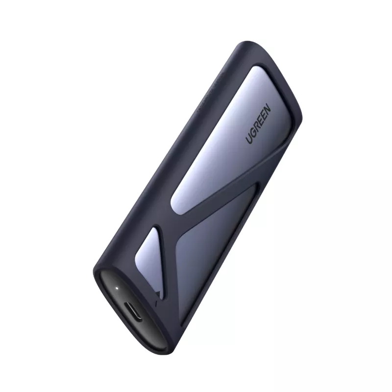 UGREEN CM400-90264 Carcasa para SSD M.2 NVMe/SATA 10Gbps USB-C 3.2 Gen 2 sin herramientas, aluminio, plata