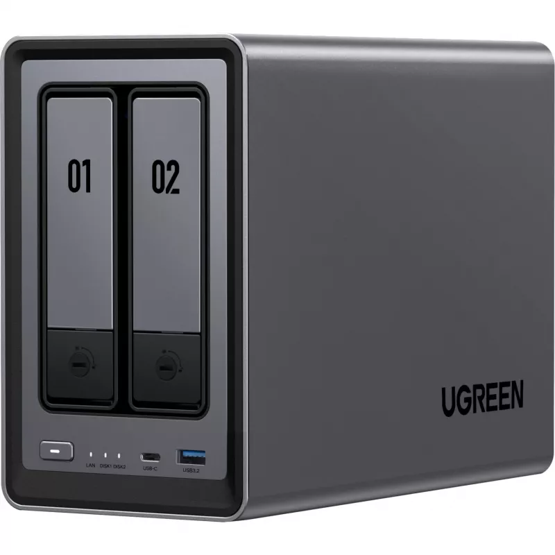 UGREEN DXP2800+ Pack 2x Seagate IronWolf HDD - NAS de 2 bahías con Intel Celeron N5105, 8GB DDR4, 2x 2,5GbE, incl. 2x 4TB HDD