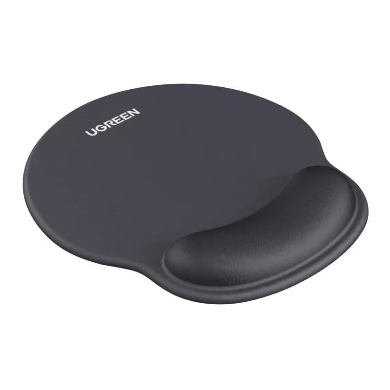 Alfombrilla de ratón ergonómica UGREEN LP668 – reposamuñecas de gel, superficie de tela lisa, base de goma antideslizante, negro
