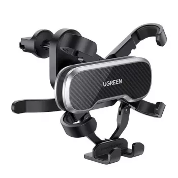 UGREEN Soporte de móvil Gravity Auto para salpicadero y parabrisas, soporte universal para smartphone con ventosa fuerte, giro 360°, brazo telescópico, desbloqueo con un botón, negro