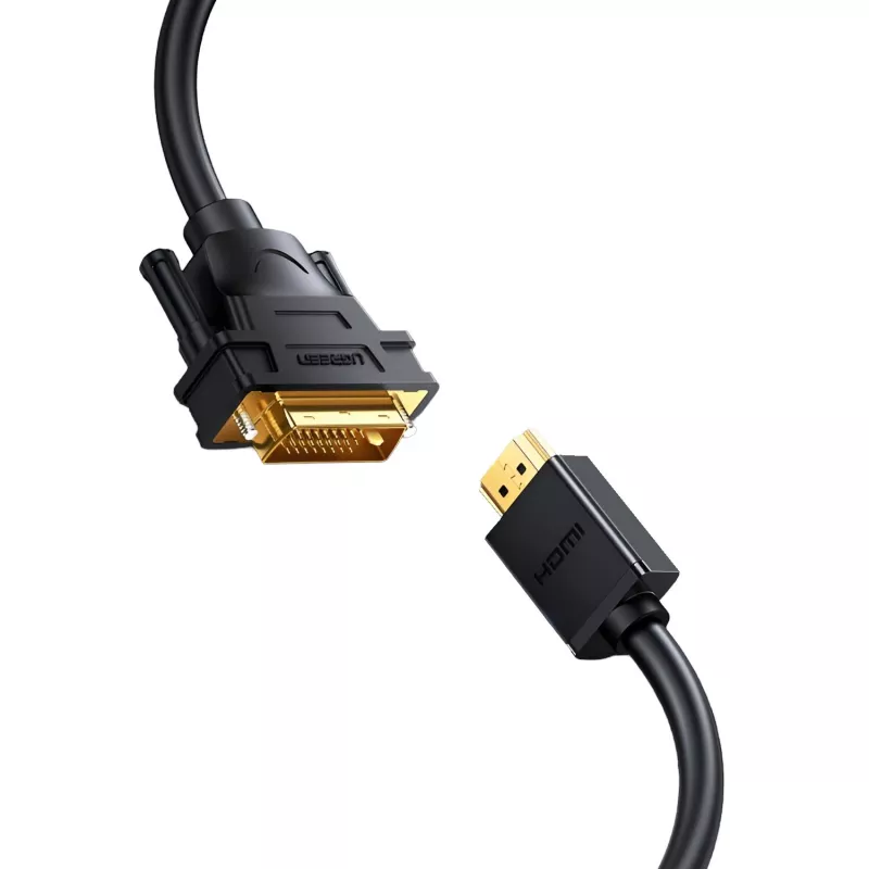 UGREEN HD106 Cable HDMI a DVI, 2m, Negro, 1080p, dorado, triple apantallado