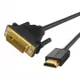 UGREEN HD106 Cable HDMI a DVI, 2m, Negro, 1080p, dorado, triple apantallado