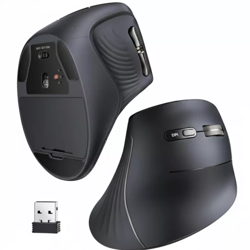 UGREEN Ratón vertical multimodo Bluetooth y 2.4G inalámbrico – negro
