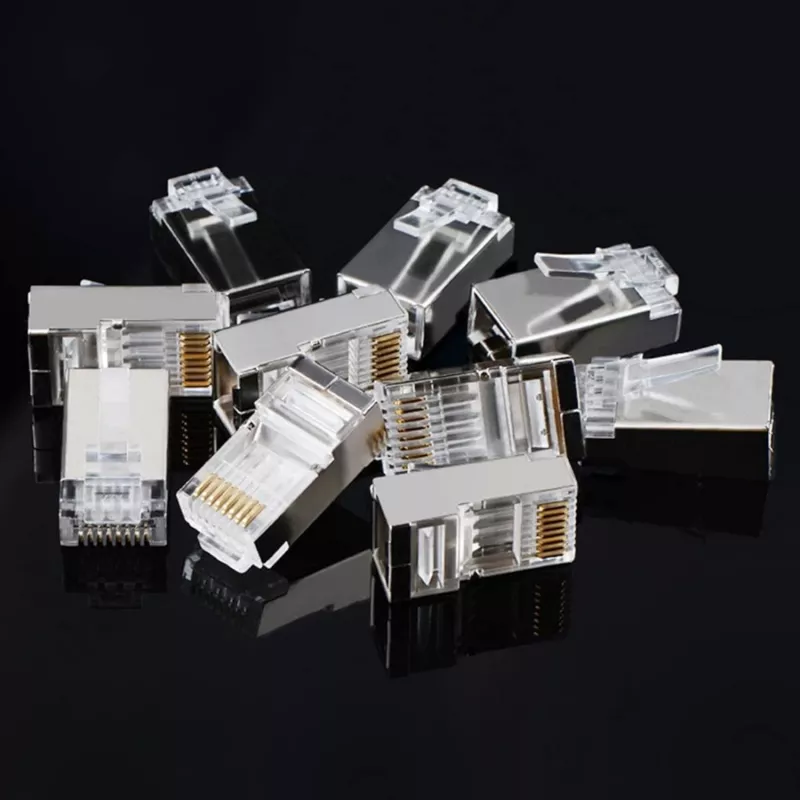 Conector de red Ethernet UGREEN NW111 RJ45 Cat6 pack de 100 - plata/transparente