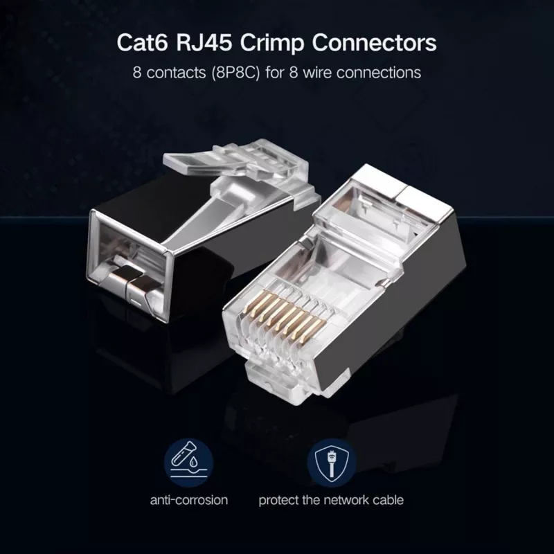 Conector de red Ethernet UGREEN NW111 RJ45 Cat6 pack de 100 - plata/transparente