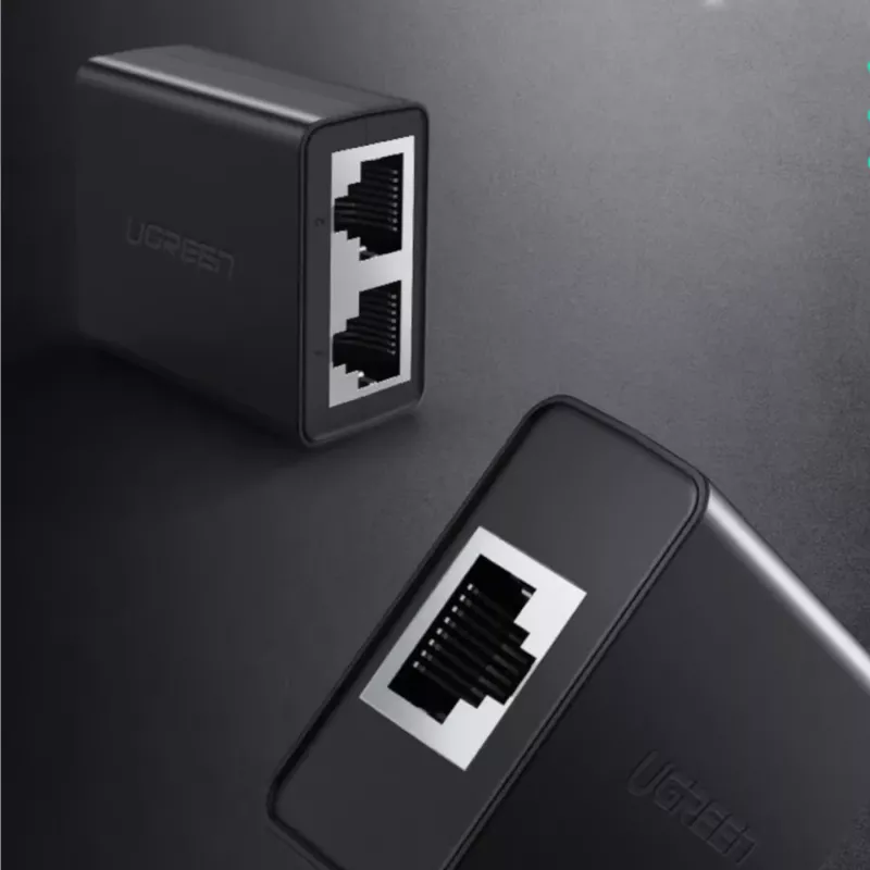 Adaptador divisor RJ45 UGREEN pack de 2 (negro) - divisor de red Ethernet, 1x RJ45 macho a 2x RJ45 hembra, 100Mbps, compatible con Cat5/Cat5e/Cat6, pasivo, Plug & Play