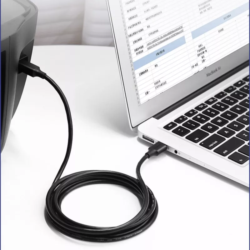 UGREEN US135 cable USB 2.0 A-B, dorado, 2 m, negro