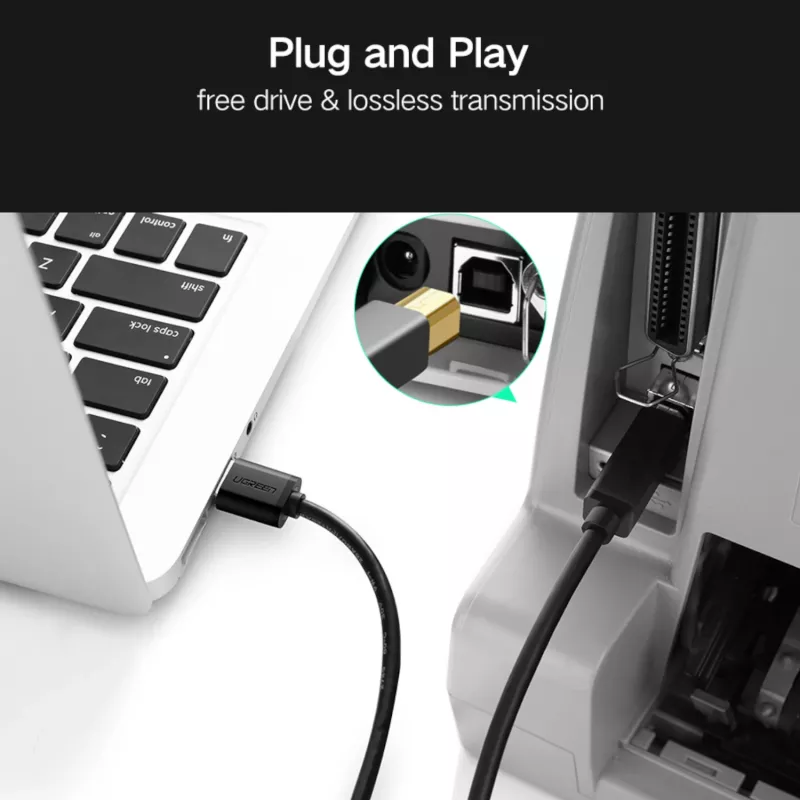 UGREEN US210 cable USB 3.0 A a B, 2m, negro