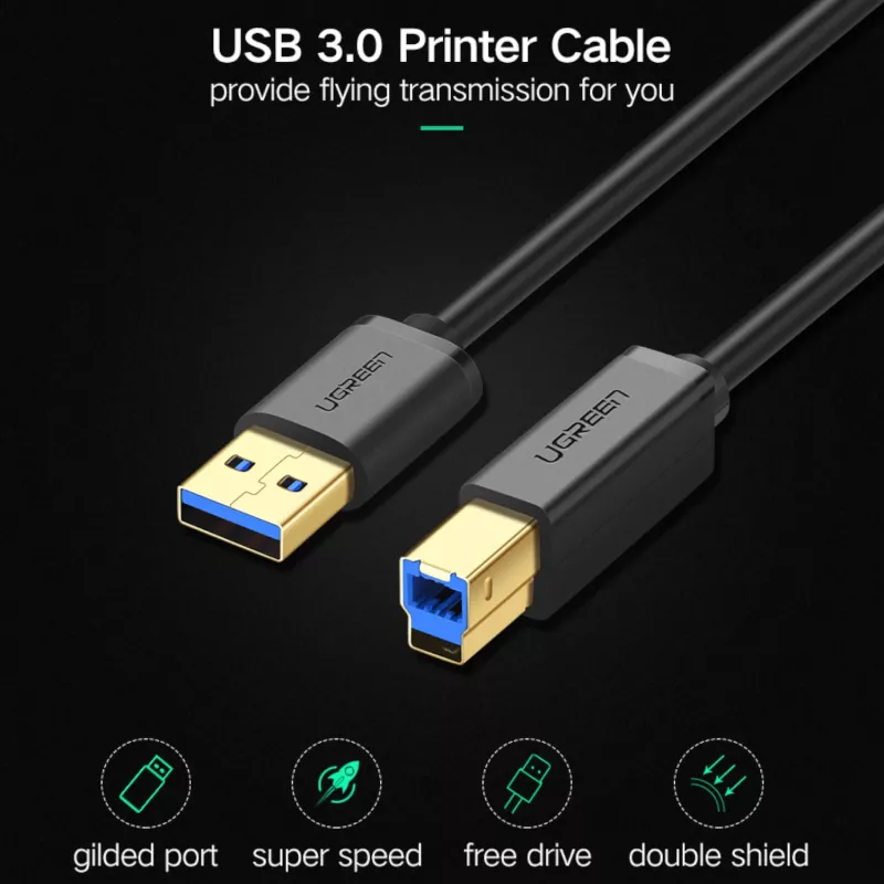 UGREEN US210 cable USB 3.0 A a B, 2m, negro