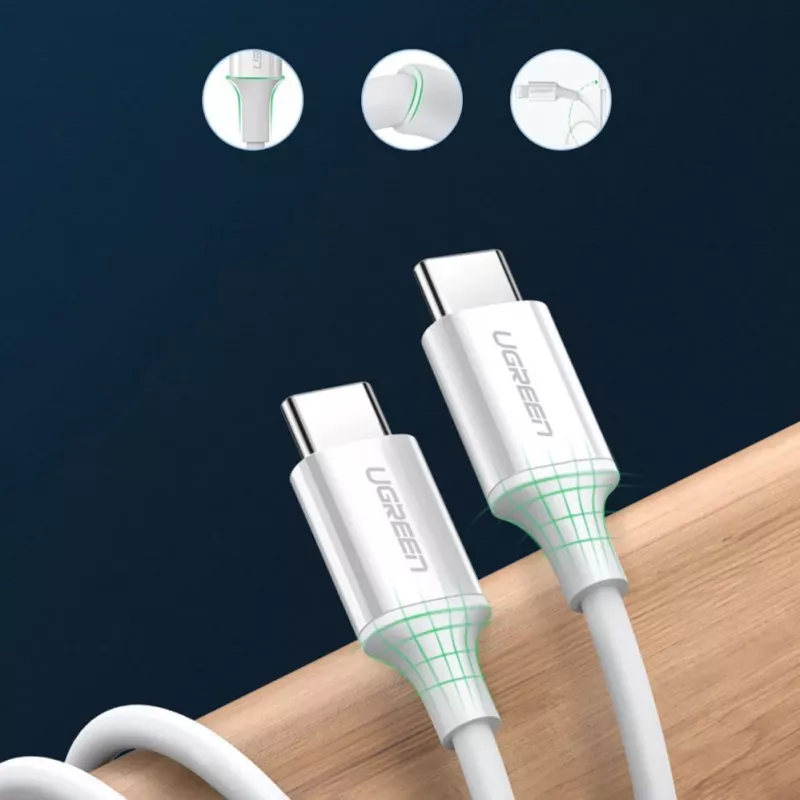 UGREEN US264 Cable USB-C a USB-C 1m blanco 100W PD QC AFC