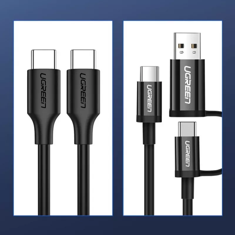UGREEN US286 Cable USB-C a USB-C 1m negro - PD QC 3A 480Mbps