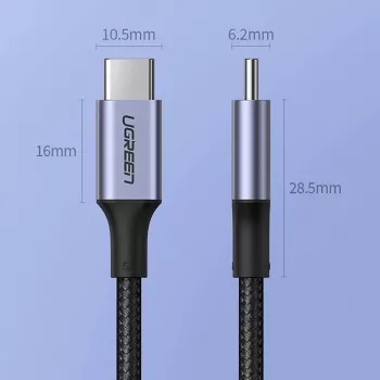 Cable UGREEN US316 USB-C a USB-C 100W 5A 480Mbps 1,5m gris