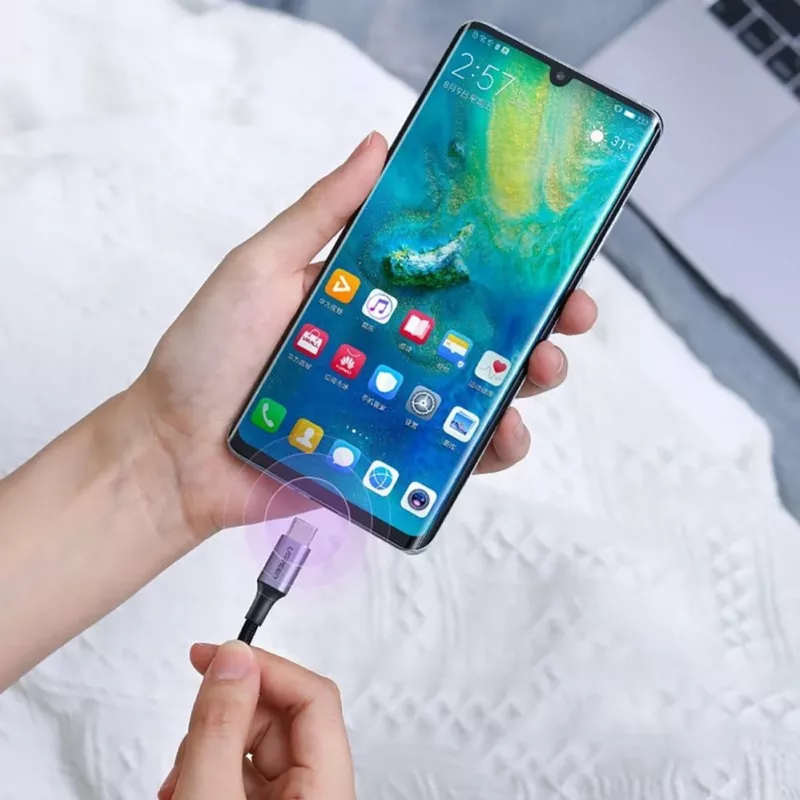 Cable UGREEN US316 USB-C a USB-C 100W 5A 480Mbps 1,5m gris