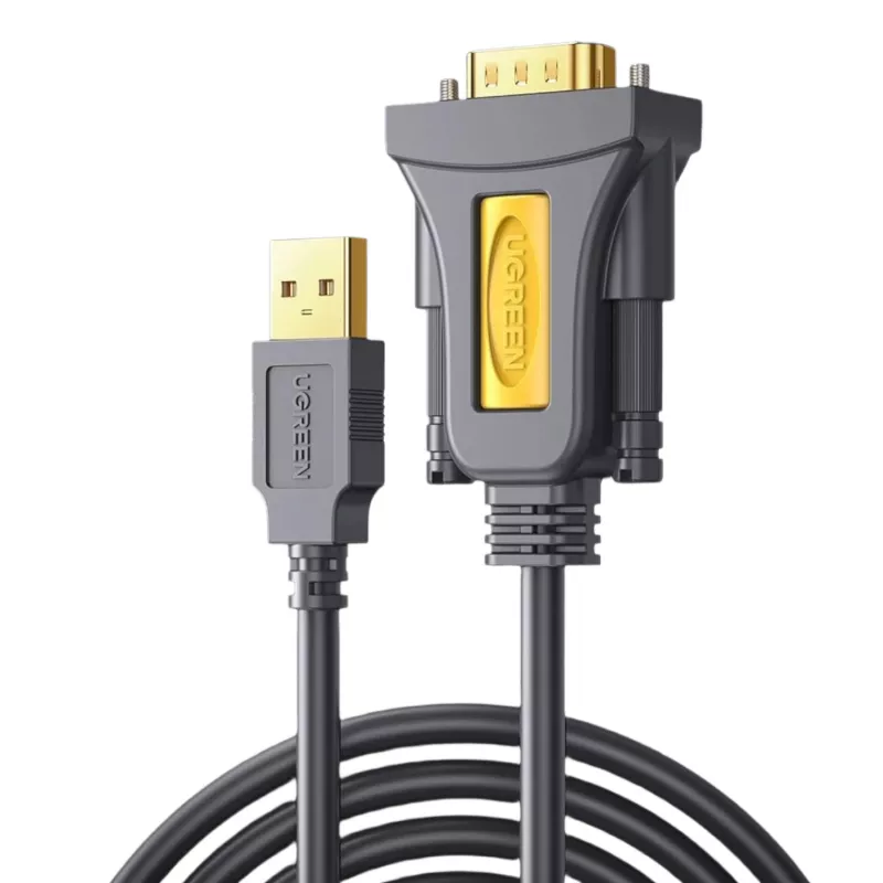 UGREEN Cable adaptador USB 2.0 a serie RS-232 (conector USB-A macho a conector DB9 macho) - Negro, 1,5 m