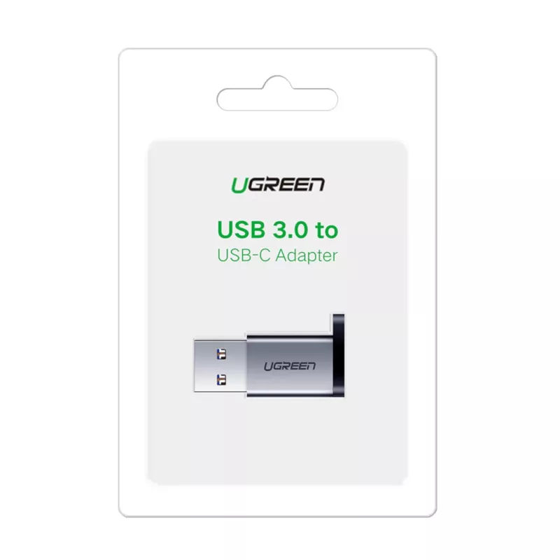 Adaptador UGREEN USB 3.0 conector macho a Type-C 3.1 conector hembra, transferencia de datos y carga, gris espacial