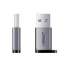Adaptador UGREEN USB 3.0 conector macho a Type-C 3.1 conector hembra, transferencia de datos y carga, gris espacial